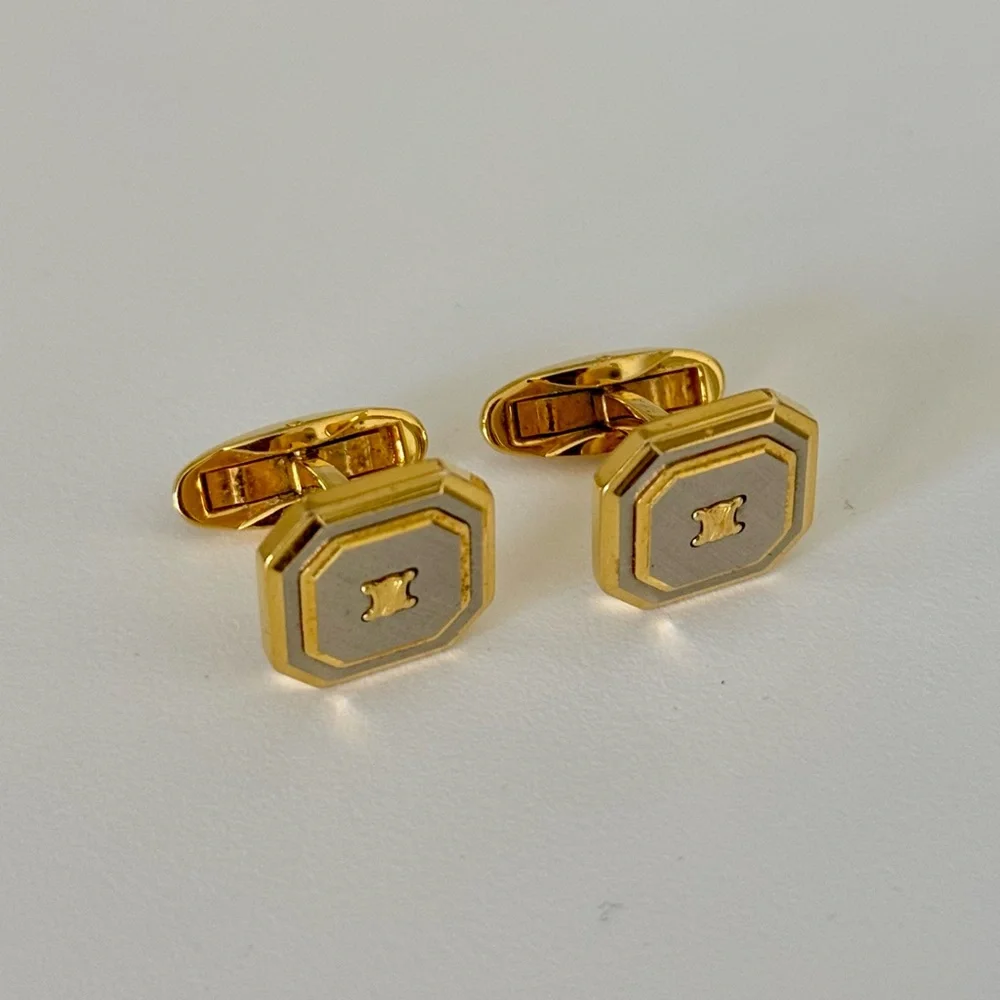 Celine Silver and Gold Cuff Links